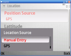 Choose between GPS coordinates and manual entry